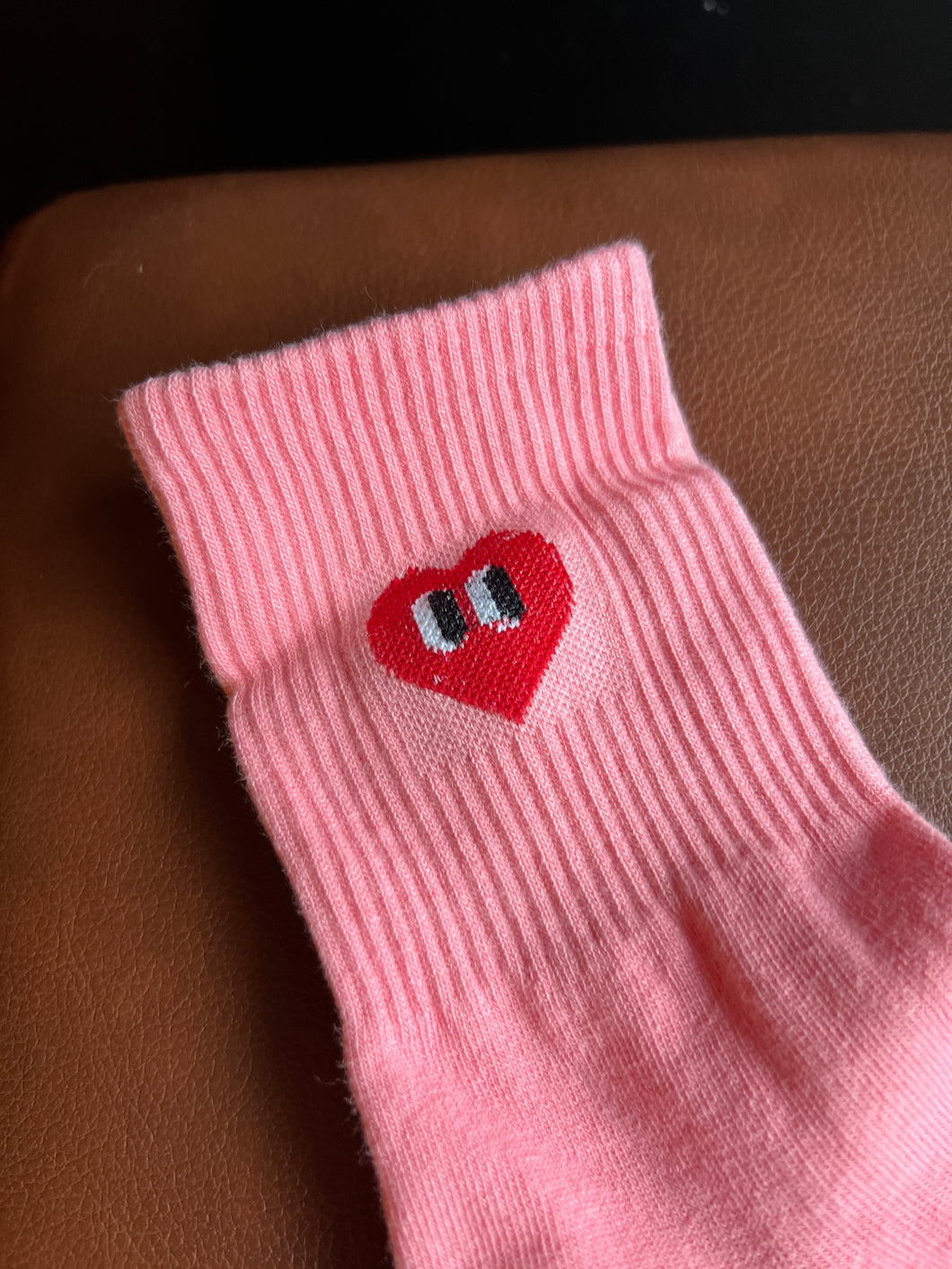 Pink Heart Eyes Socks